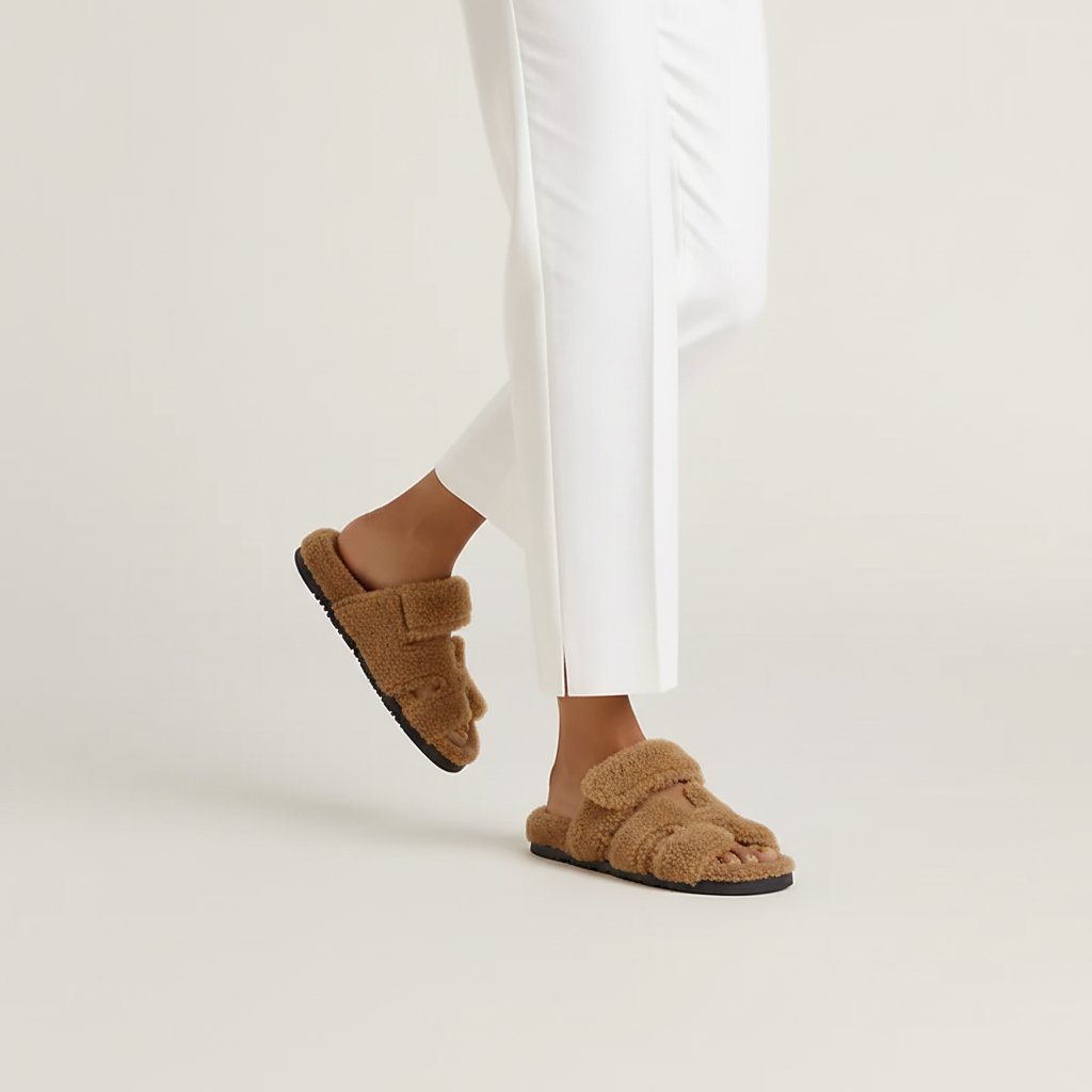 Sandały Roma – Brązowe Futerko / Edycja Zimowa