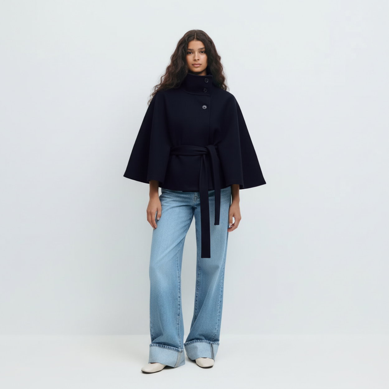 GÜRTEL CAPE COAT MESSINA – MARINEBLAU