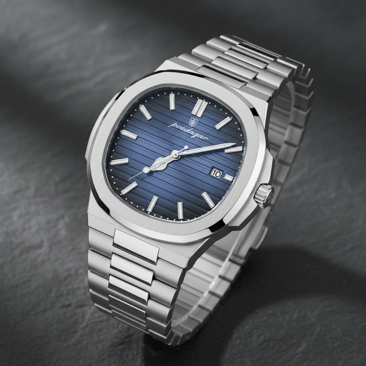 KING PARMA 41 MM – SILBER & OZEANBLAU