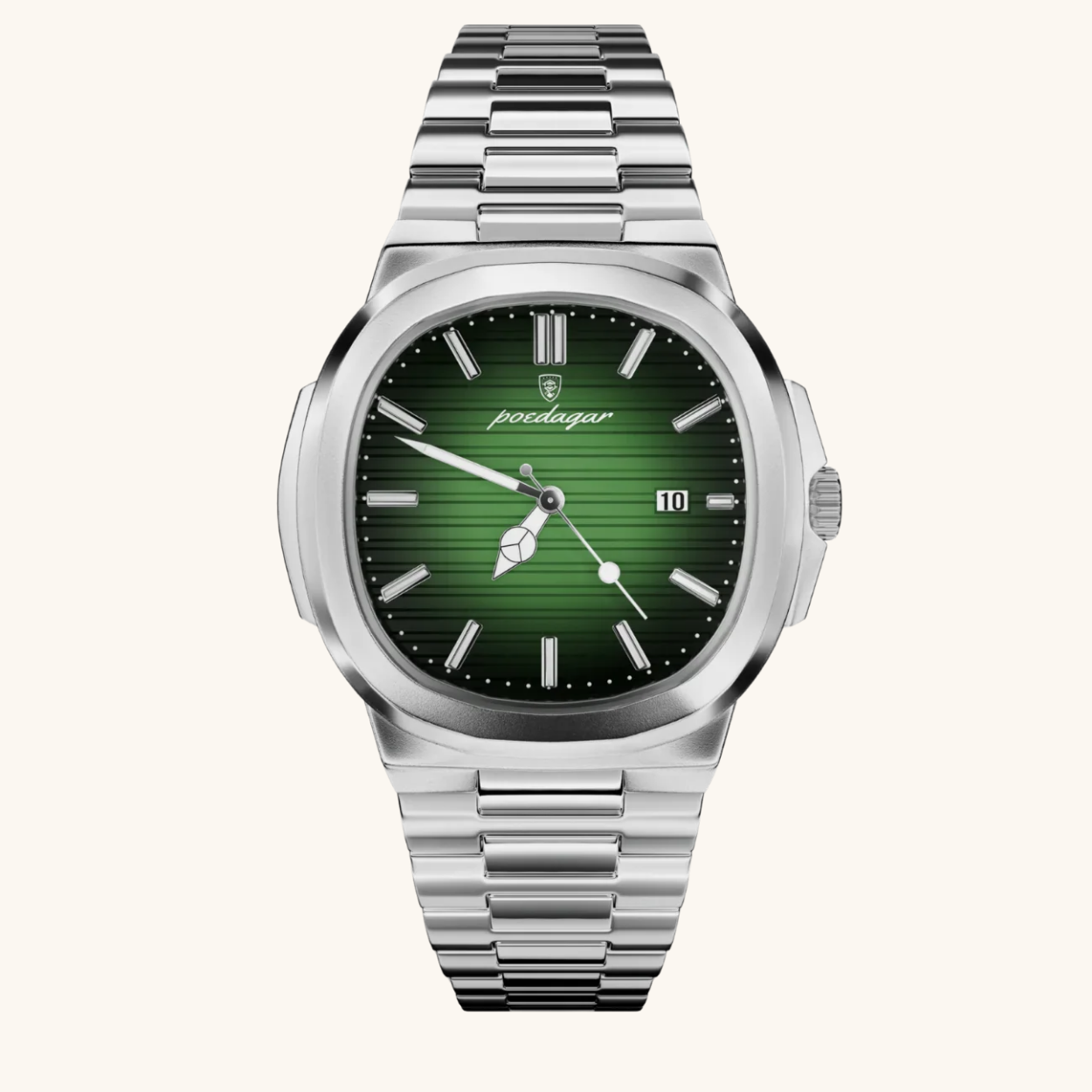 KING PARMA 41 MM – SILBER / SMARAGD