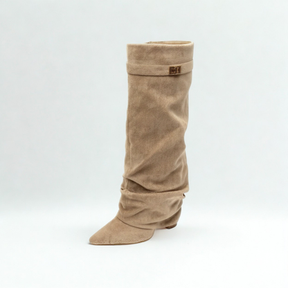 LOCKER FALLENDE WILDLEDERSTIEFEL MODENA - BEIGE