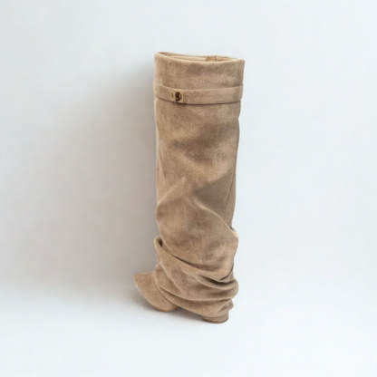 LOCKER FALLENDE WILDLEDERSTIEFEL MODENA - BEIGE