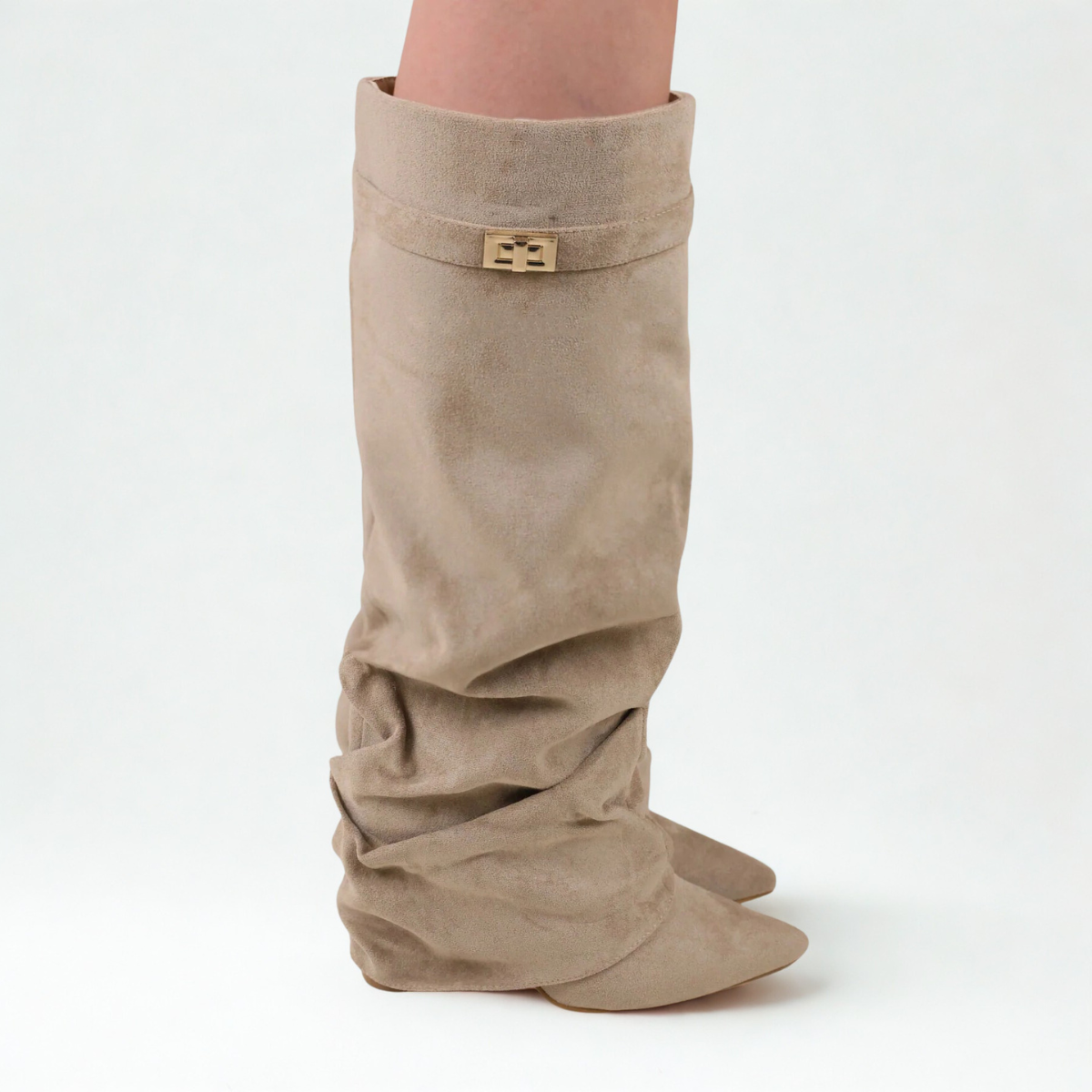 LOCKER FALLENDE WILDLEDERSTIEFEL MODENA - BEIGE